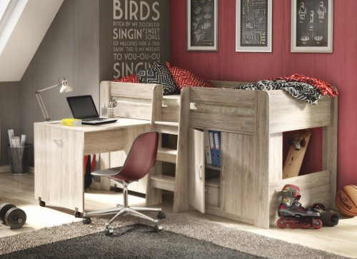 Víceúčelová postel s psacím stolem do dětského pokoje