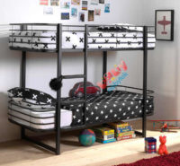 Černá kovová dětská patrová postel s kulatými hranami