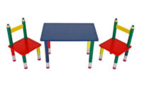 Dětský jídelní set pastelky - stůl a 2 židle