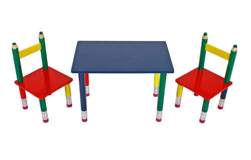 Dětský jídelní set pastelky - stůl a 2 židle