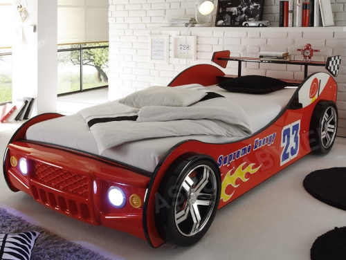 Dětská postel v designu auta s LED osvětlením