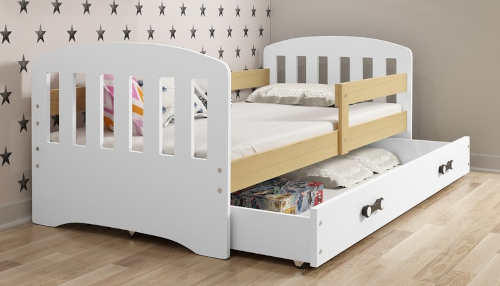 Levná dětská postel s matrací a úložným prostorem