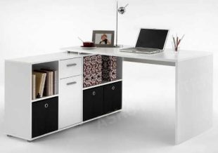 Bílý psací stůl s praktickým regálem
