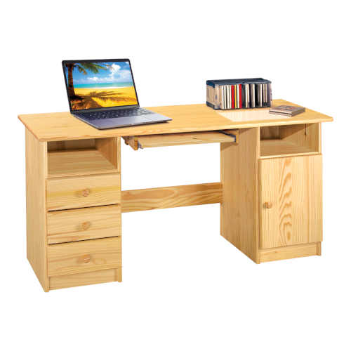 Dřevěný psací stůl s dostatkem úložného místa