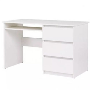 Bílý psací stůl Cosmo s úložným prostorem
